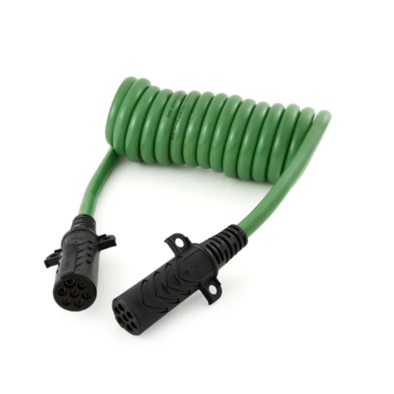 7 Position Green Coiled and Overmolded Trailer Plug 601111