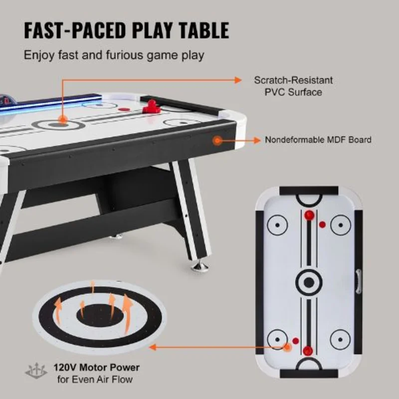 72" Air-Powered Hockey Table with Electronic Scoring for Game Room Family Home