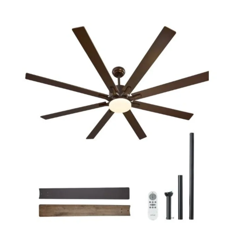 72" Ceiling Fan with Light 6-Speed Remote Dimmable 3-Color Reversible DC Motor Modern Low Profile for Bedroom/Living Room (Coffee