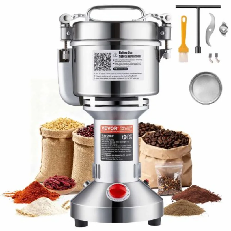 750g 2000W High-Speed Electric Grain & Spice Grinder  Stainless Steel Pulverizer (Dry Use)