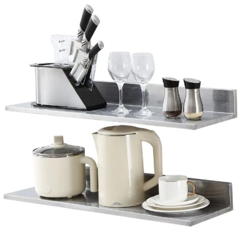 8.6 X 30 In Stainless Steel Shelf, Wall Mounted Floating Shelving Storage Rack for Kitchen WMSL30 ( Pack of 2)