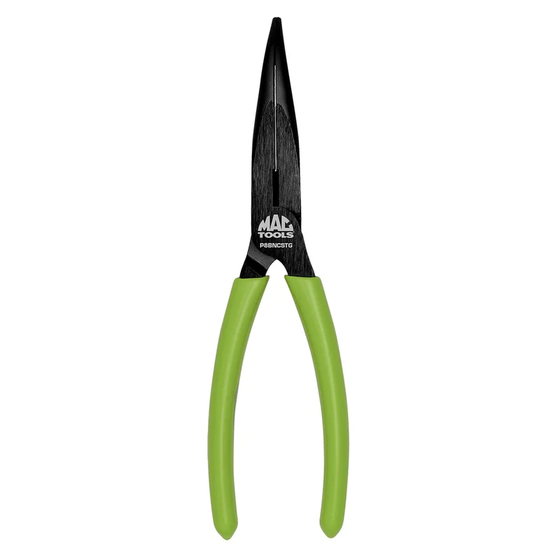 8" Bent Long-Nose C.S.T. Pliers With Cutter HI-VIZ Green