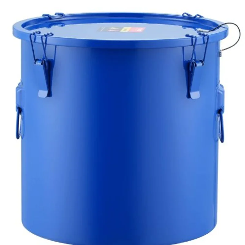 8-Gal Fryer Grease Bucket Carbon Steel with Rust-Proof Coating Lid Lock Clips Filter Bag (Blue)