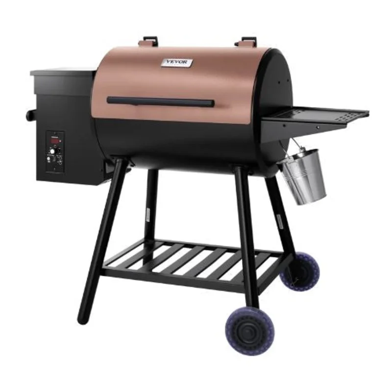 8-in-1 Wood Pellet Grill Smoker 456 sq. in. with Digital Controller Meat Probe 500F Max (Black)
