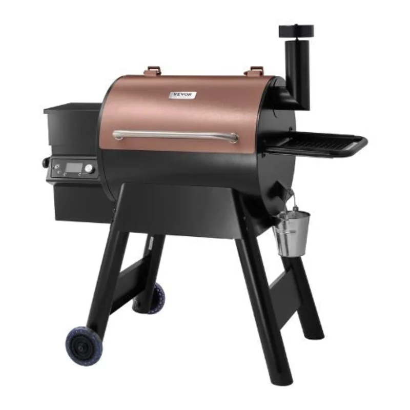 8-in-1 Wood Pellet Grill Smoker 575 sq. in. with LCD Screen Meat Probe 500F Max Temperature  (Black)