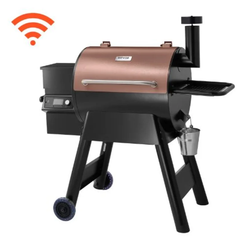 8-in-1 Wood Pellet Grill Smoker 575 sq. in. with WiFi Control LCD Screen Meat Probe 500F Max Temperature