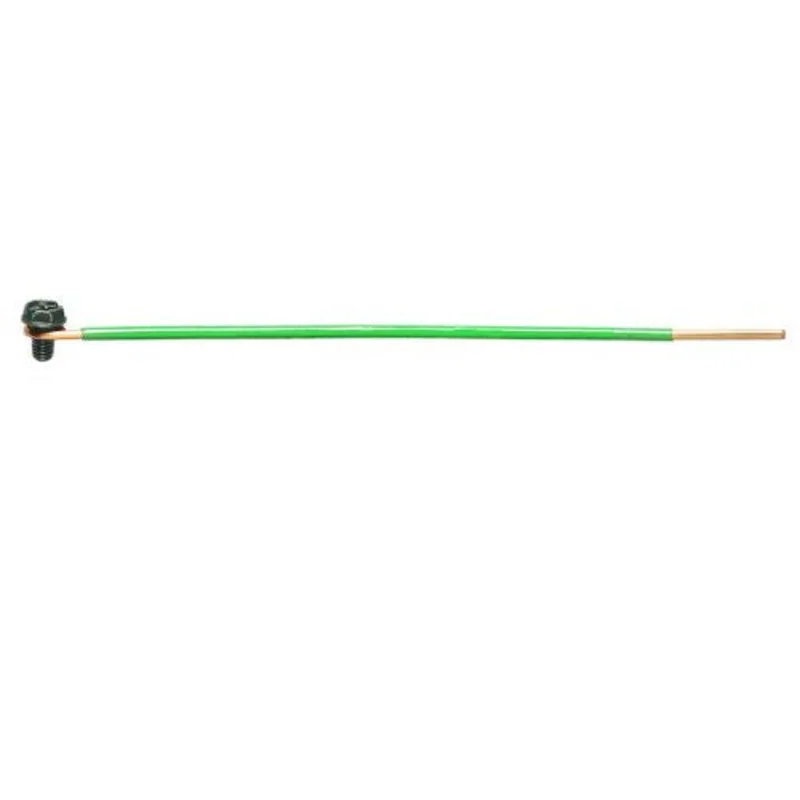 8 Inch 12 AWG Solid Wire Grounding Tail with Loop Ground Screw and Stripped End 30-3392