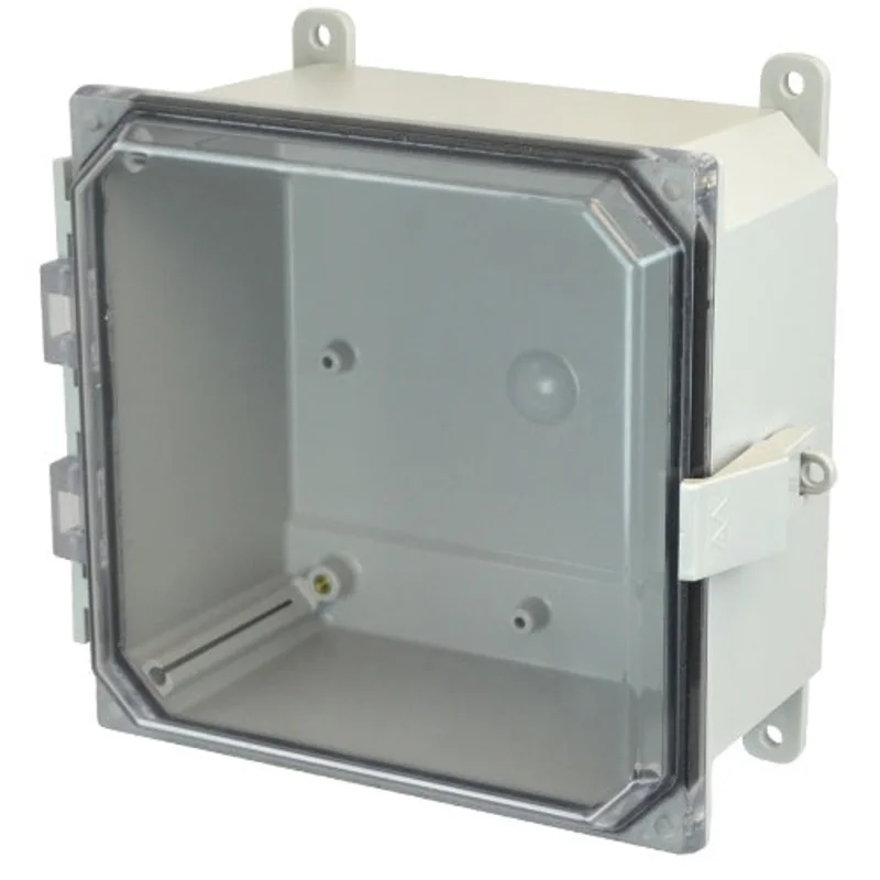 8 Inch Height Grey JIC Size Polycarbonate Enclosure with Clear Cover AMP884CCNL