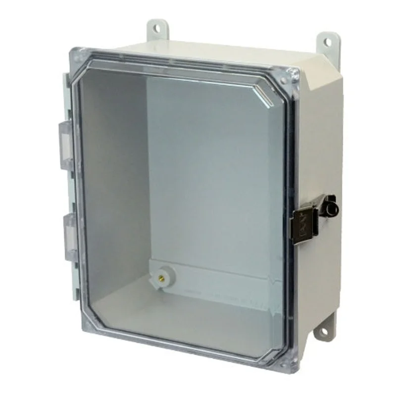 8 Inch Height JIC Size Metal Snap Latch Hinged Cover Fiberglass Enclosure AMU864CCL