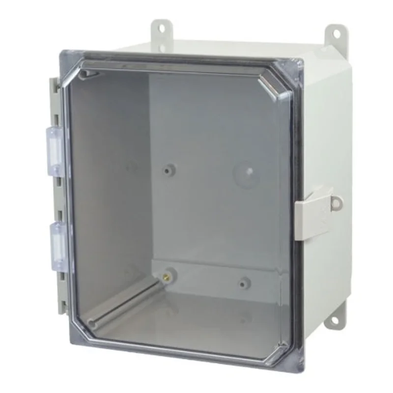 8 Inch Width Non Metallic Snap Latch Polycarbonate Enclosure with Clear Covers AMP1086CCNL