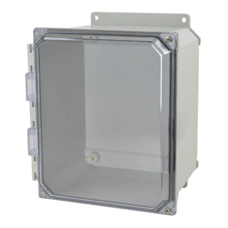 8 Inch Width Wall Mount Fiberglass Enclosure with Clear Covers AMU1086CCHF