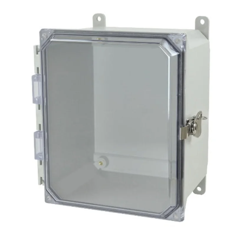 8 Inch Width Wall Mount Fiberglass Enclosure with Clear Covers AMU1086CCT
