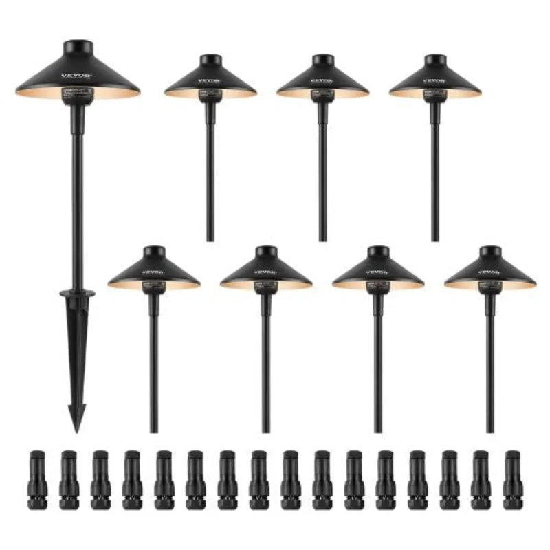 8 Pack 3W LED Landscape Path Lights 3000K Warm White IP66 Waterproof, 12V-24V for Yard & Garden