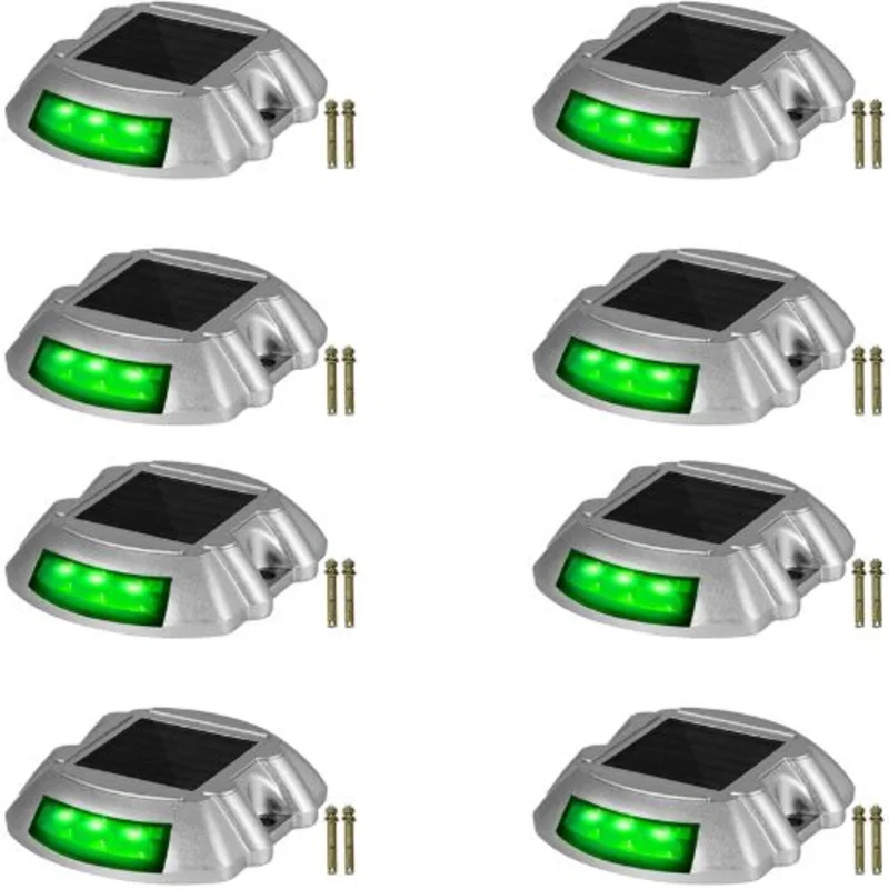8-Pack Solar Driveway Lights Waterproof LED Green for Pathway & Walkway