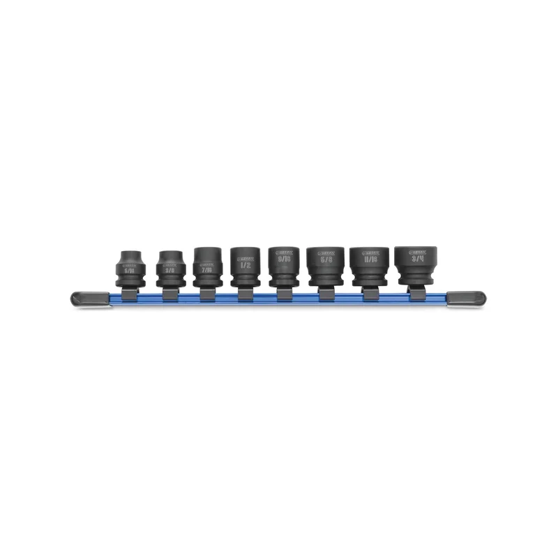 8-PC. 3/8" Drive SAE Stubby Impact Socket Set - 6-PT.