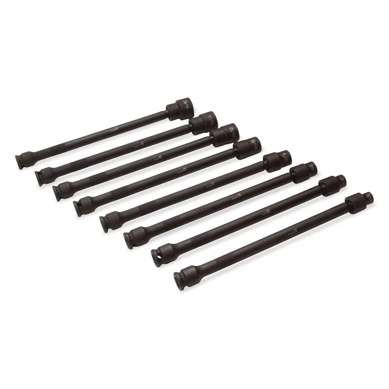 8-PC. 3/8" Drive SAE Universal Extension Driveline Impact Socket Set - 12-PT.