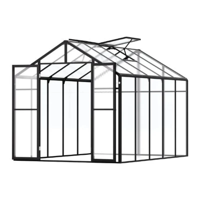 8 x 10' Ft Outdoor Walk-in Greenhouse for Garden Polycarbonate Greenhouse AM035