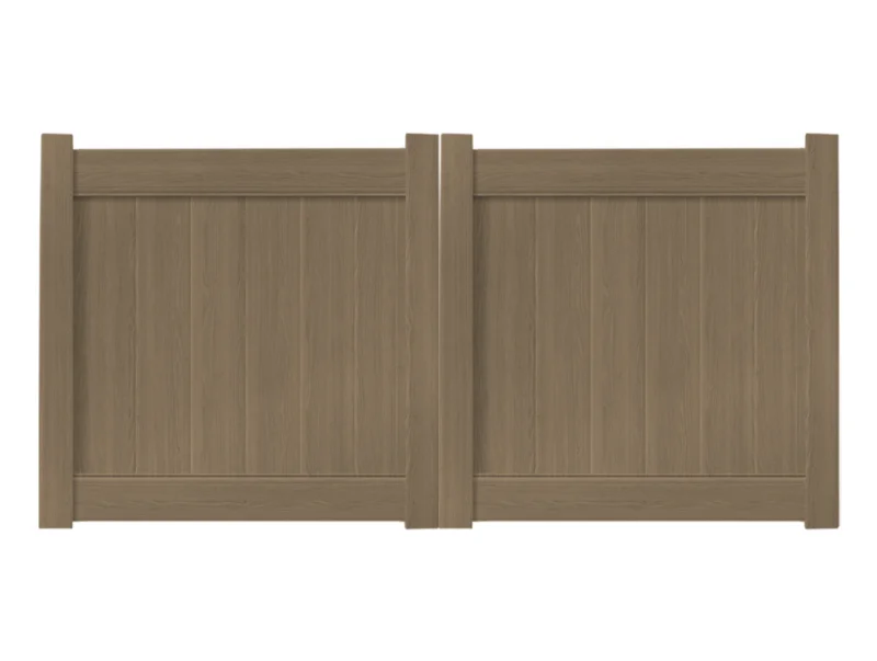 8 x 4 Weathered Cedar Double Drive Vinyl Gate