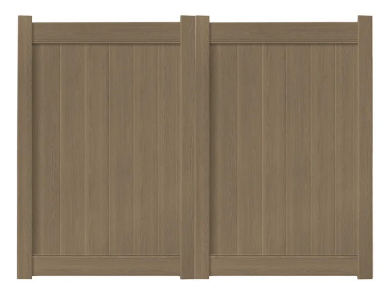 8 x 6 Weathered Cedar Double Drive Vinyl Gate