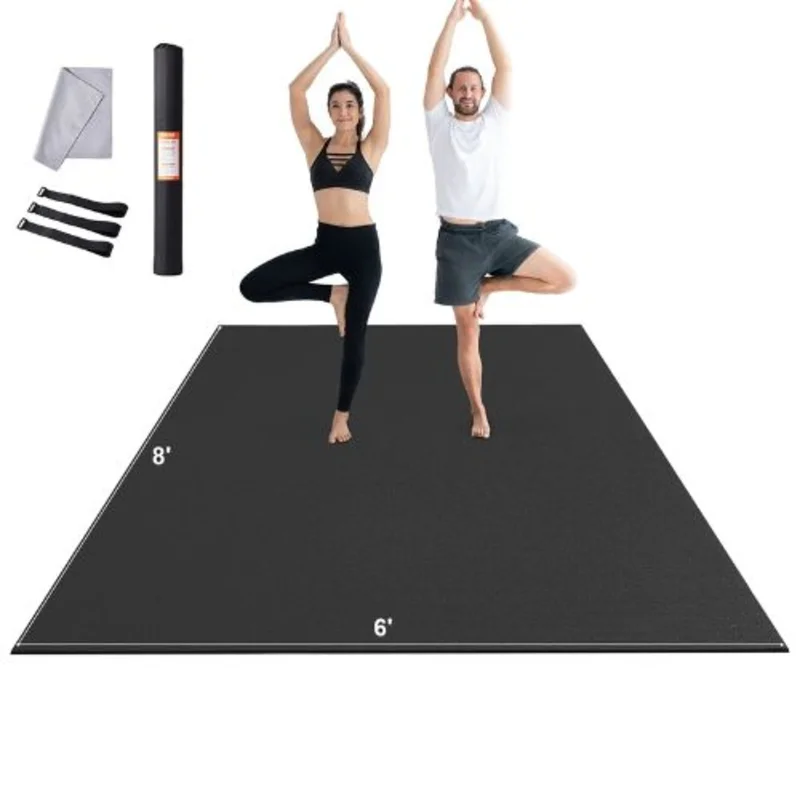 8 x 6ft Non-Slip High Density Premium Yoga Mat with Carry Bag & Strap Ideal for Yoga Pilates & Floor Workouts for Men & Women