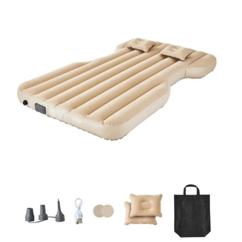 84.1x49.2x7.9 Inch Inflatable Car Air Mattress with Built-in Pump Beige