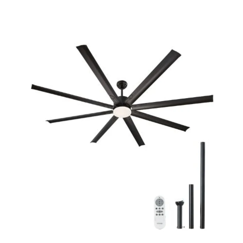 84" Ceiling Fan with Light  6-Speed Remote Dimmable 3-Color Reversible DC Motor Modern Low Profile for Bedroom/Living Room (Black)