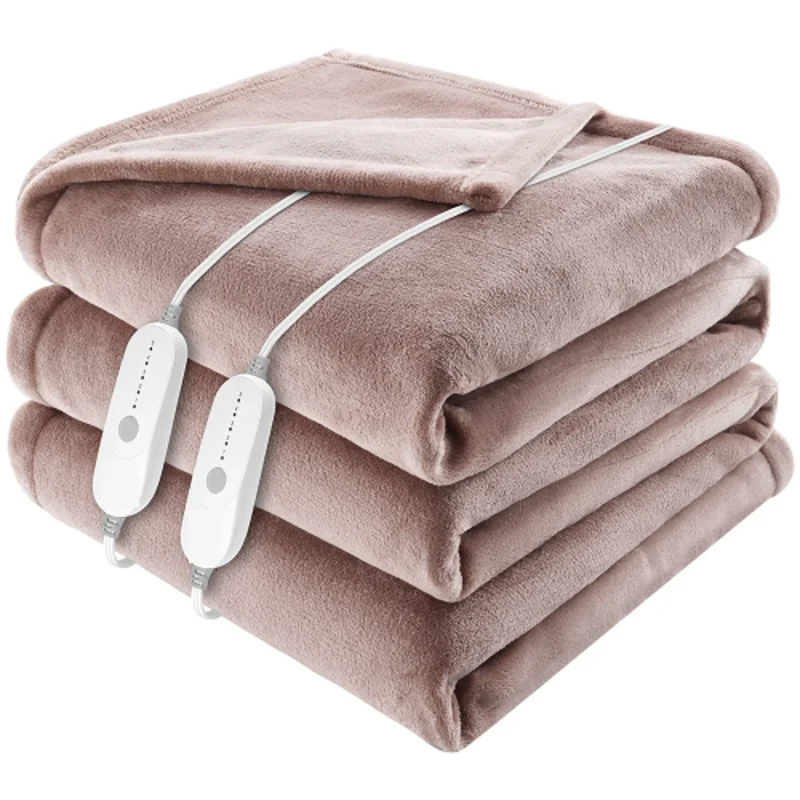 84" x 90" Queen Size Electric Blanket Double Sided Flannel Dual Control Heating Throw with 5 Heat Levels, 10-Hour Auto-Off Timer, Machine Washable