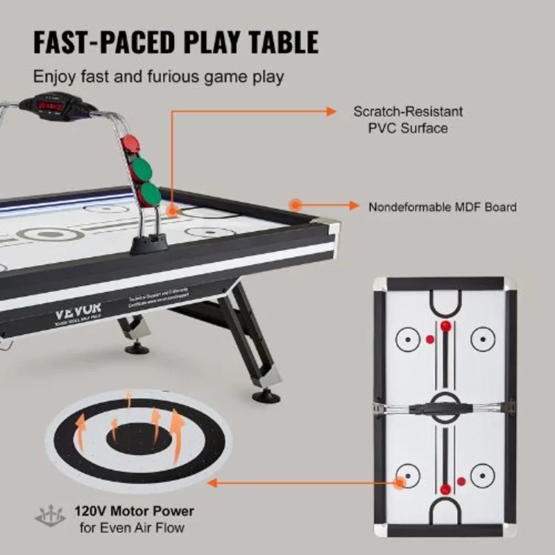 89" Air-Powered Hockey Table with Electronic Scoring for Game Room Family Home