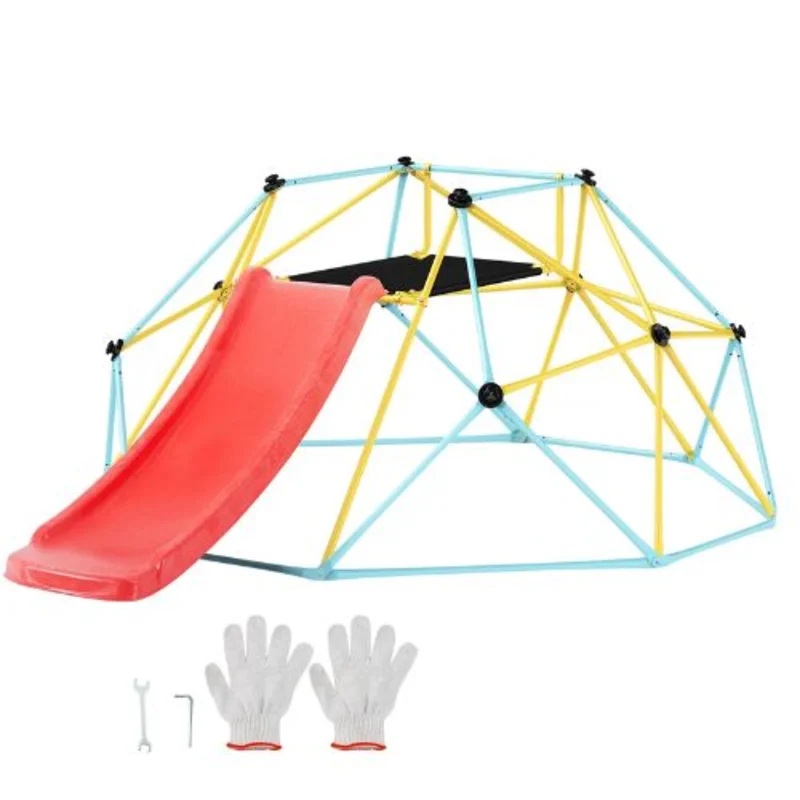 8FT Geometric Dome Climber for Kids Slide & Climbing Grip 600LBS Capacity Easy Assembly