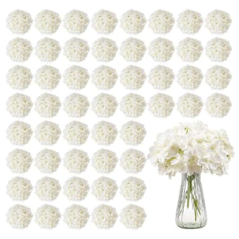 9.8 Inch White Bouquet Arrangement Artificial Silk Hydrangea Flowers