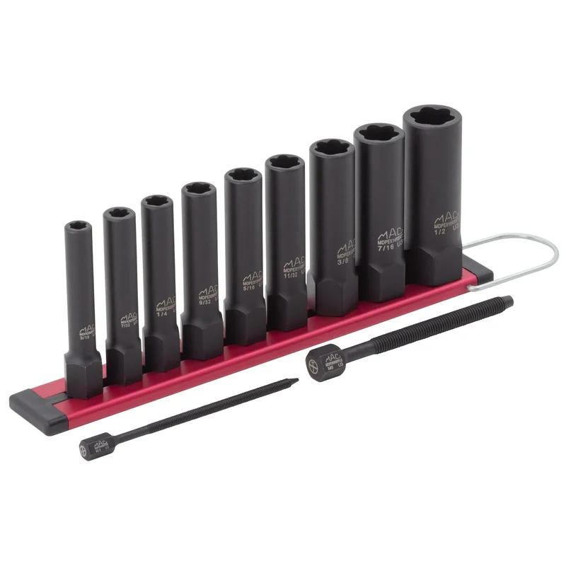 9-PC. 1/4" Drive R.B.R.T SAE Impact Foreign Object Removal (FOR) Deep Extractor Socket Set
