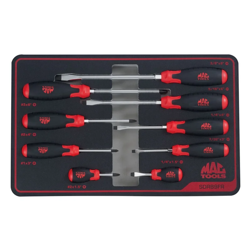 9-PC. Screwdriver Set in Foam - Red