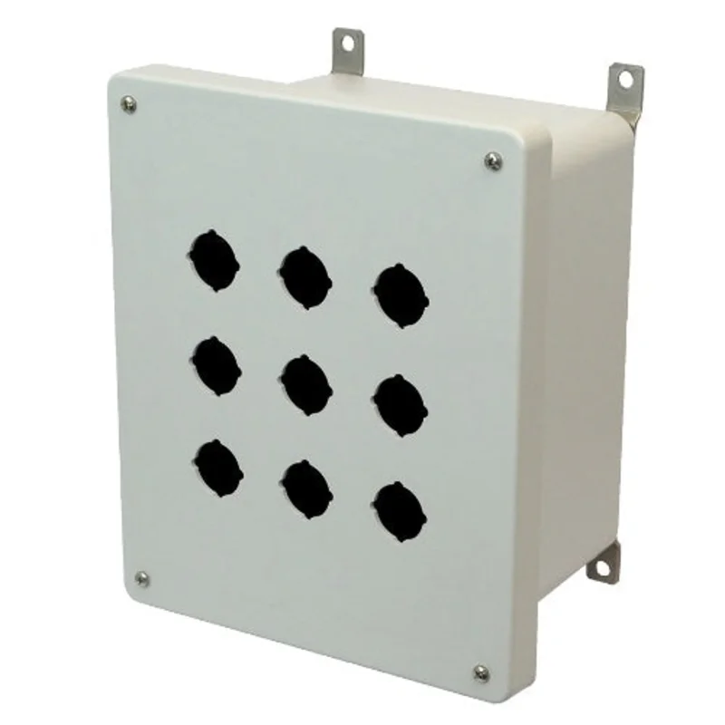 9 Push Button Non Metallic Polyester Enclosure AM1086P9