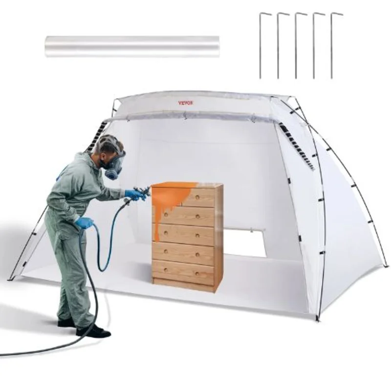 90 x 62 x 62 in Portable Spray Paint Tent with Built-in Floor & Mesh Screen