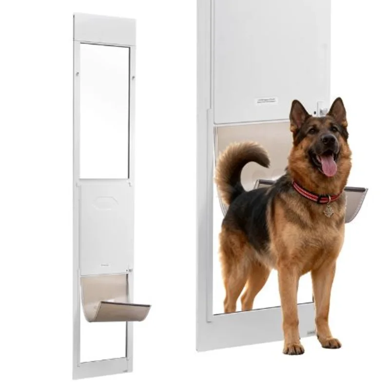 91 to 96 In Dog Door for Sliding Glass Door Adjustable Height with Metal Rotating Hinges for Renters