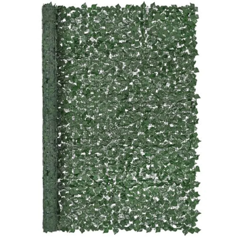 96 x 72 Inch Greenery Ivy Fence Screen with Mesh Backing  Outdoor Artificial Green Wall