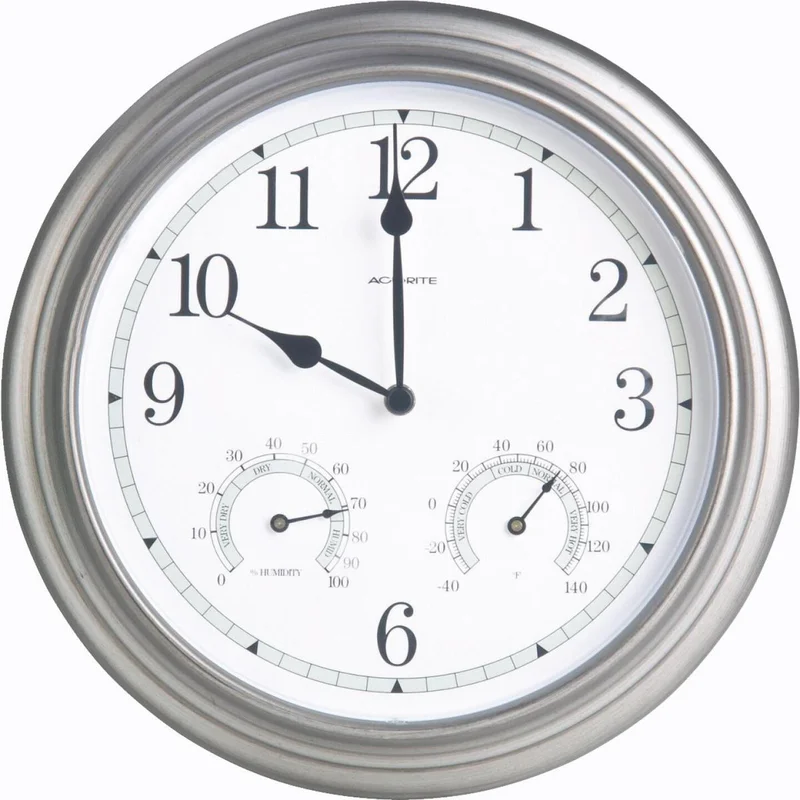 Acurite 13.5" Metal Indoor/Outdoor Clock Thermometer