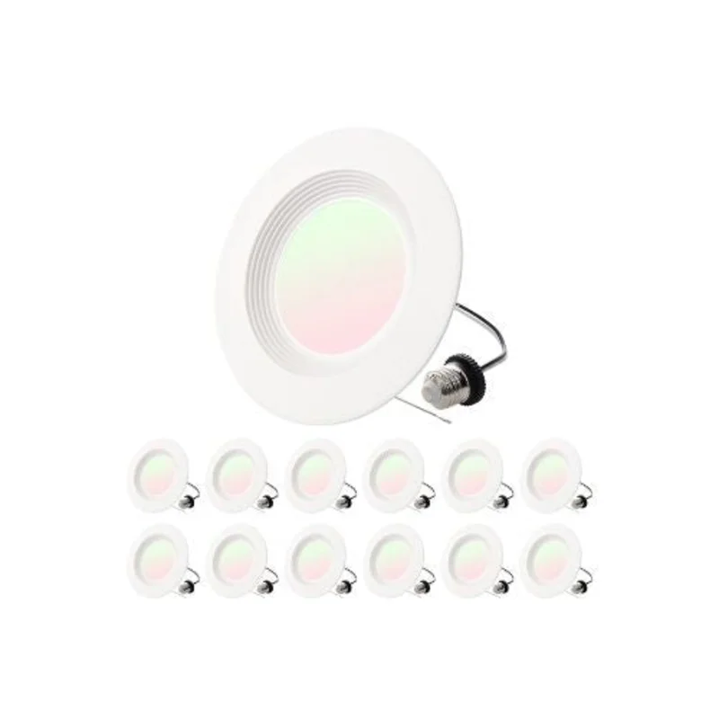 Adjustable 5/6 Inch High Lumen Dimmable LED Recessed Ceiling Downlight Retrofit Kit 12 Pack