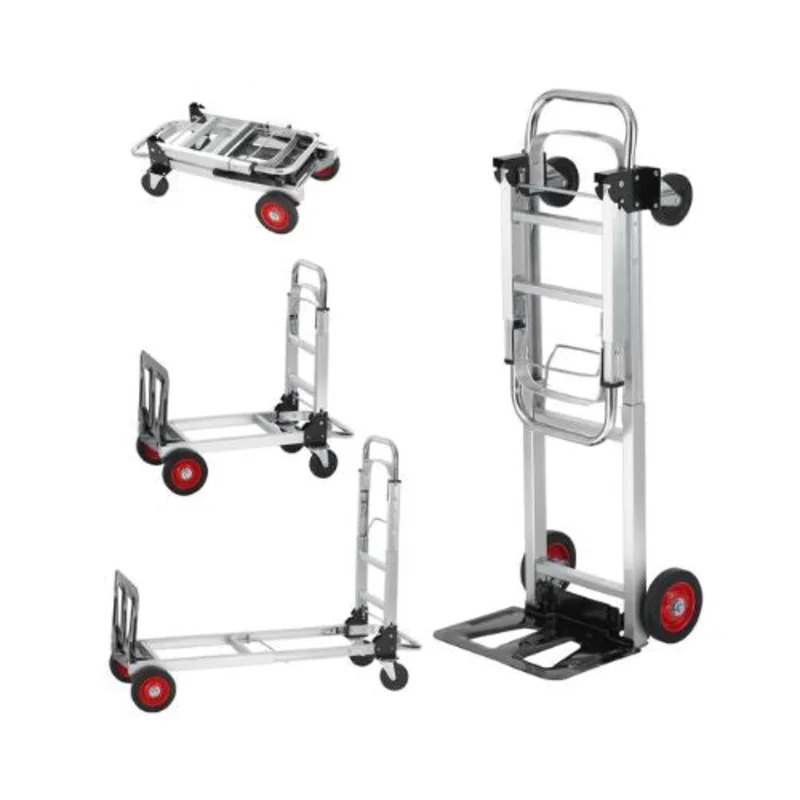Aluminum Folding Hand Truck 2 in 1 Design 400 lbs Capacity Heavy Duty Industrial Collapsible cart Dolly Cart with Rubber Wheels