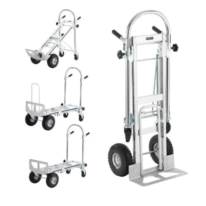 Aluminum Folding Hand Truck 4 in 1 Design 1000 lbs Capacity Heavy Duty Industrial Collapsible cart Dolly Cart with Rubber Wheels for Transport