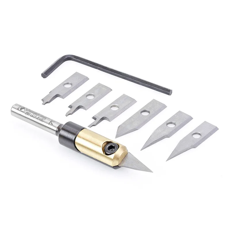Amana 8-Piece In-Groove Insert Engraving Tool Body & Knives Set*