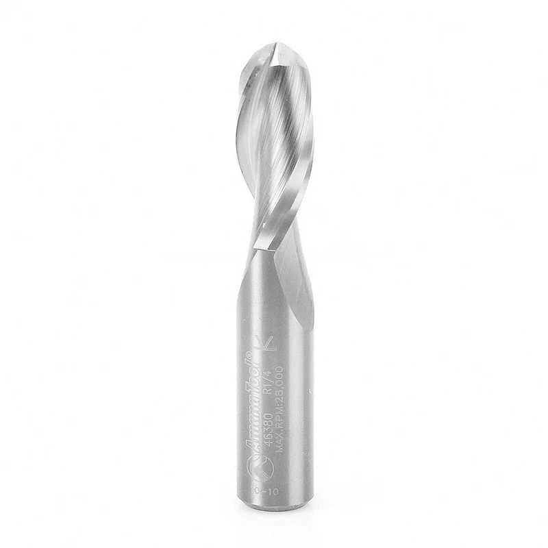 Amana Ball Nose Spiral Router Bit - 1/2" Diameter, 1-1/4" Cut, 1/2" Shank