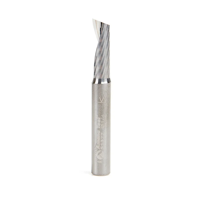 Amana Spiral O-Flute CNC Router Bit, Aluminum Cutting - 1/4" Diameter, 3/4" Cut, 1/4" Shank*
