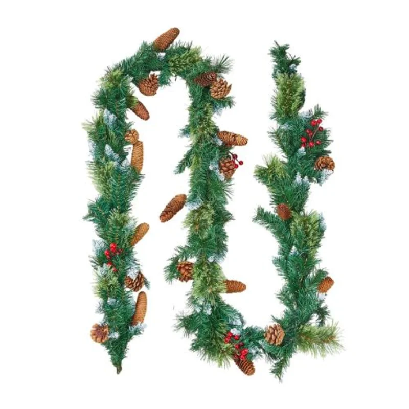 Artificial Christmas Garland with Light String Realistic Xmas Collection for Mantel and Fireplace (9FT)