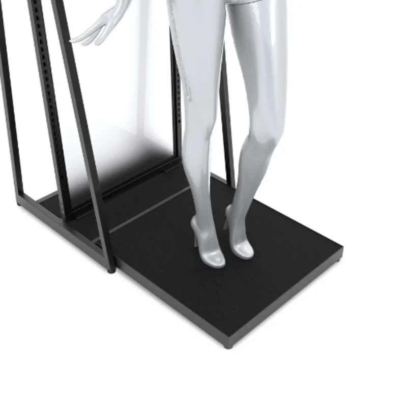 Aspect 24" Floor Merchandiser with Hang Bar and Mannequin Platform Kit 5 Matte Black APA24KIT5B