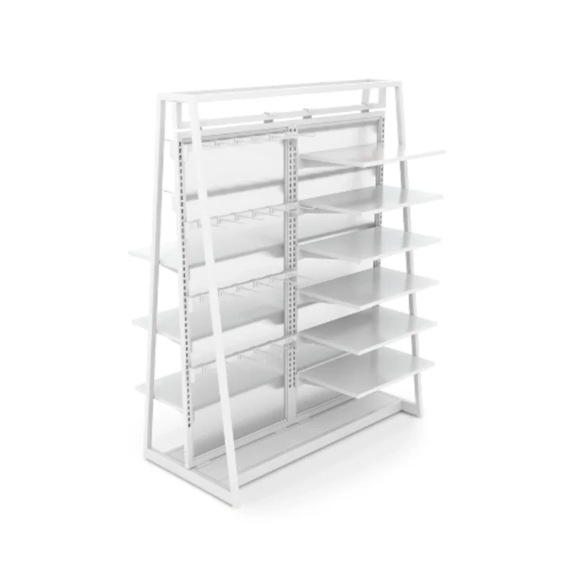 Aspect 48" Floor Merchandiser with Display Hooks and Shelves Kit 4 Gloss White APA48KIT4W