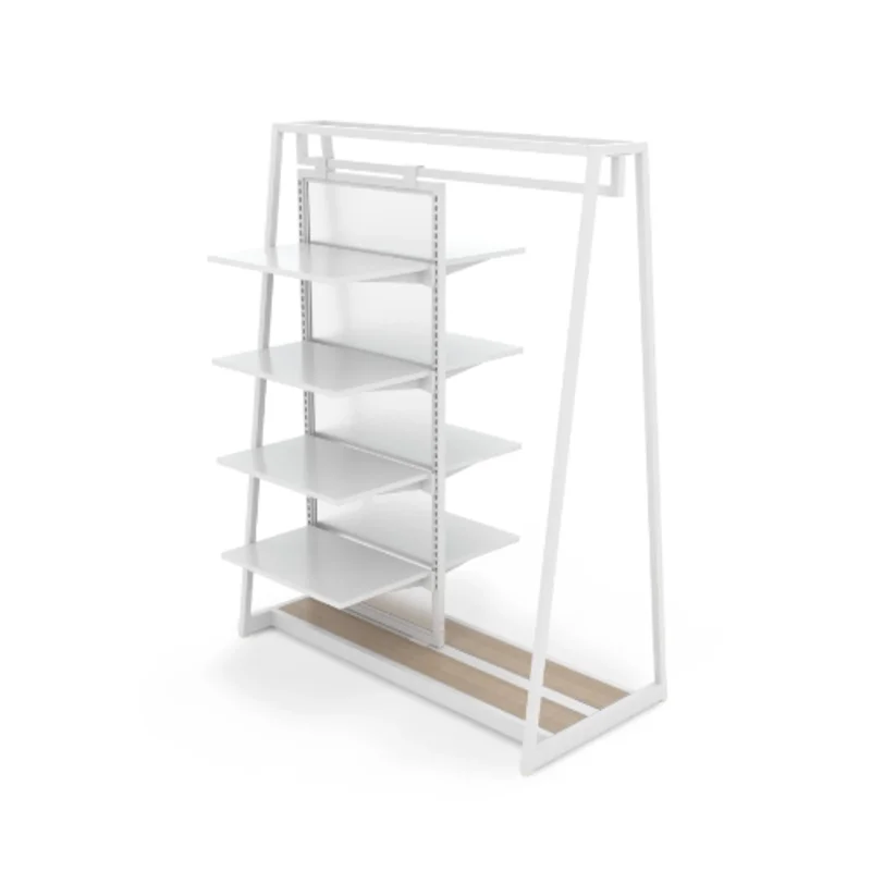 Aspect 48" Floor Merchandiser with Hanging and Shelving Kit 2 Gloss White APA48KIT2W