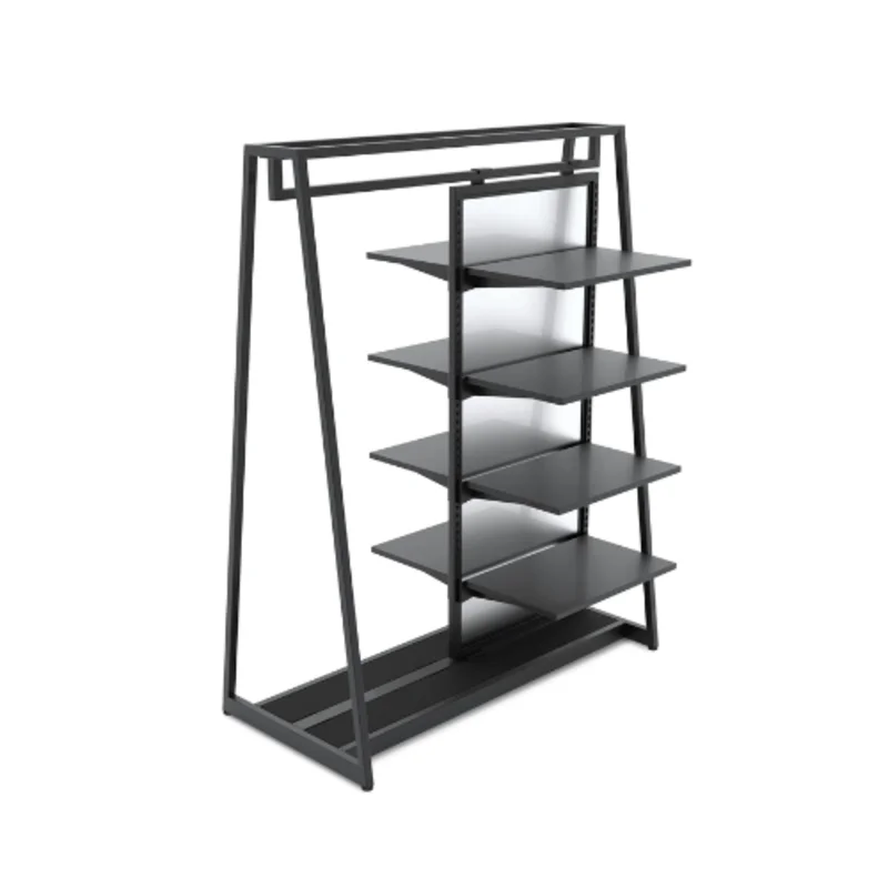 Aspect 48" Floor Merchandiser with Hanging and Shelving Kit 2 Matte Black APA48KIT2B