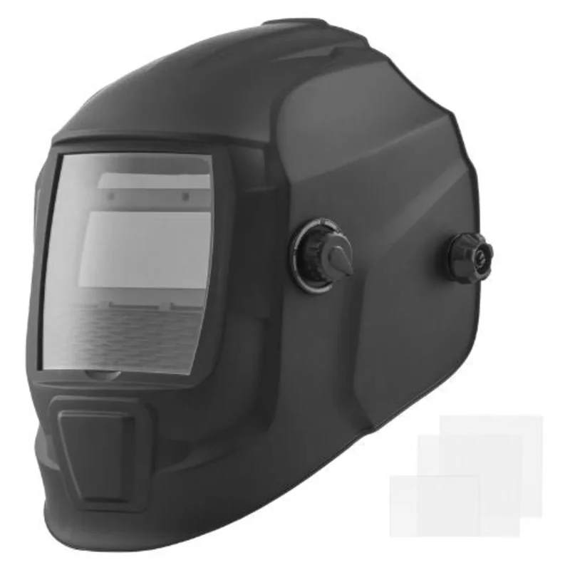Auto Darkening Welding Hood True Color Solar Powered Welding Helmet with 2 Arc Sensors for TIG MIG ARC Welding (Matte Black)