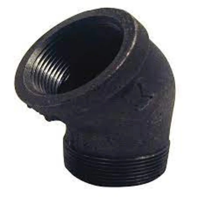B & K Industries Black 45 Street Elbow 150# Malleable Iron Threaded Fittings 1/2"